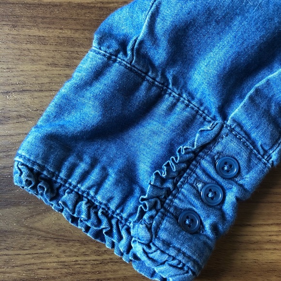 Kenzie chambray button down blouse with neck tie - Picture 8 of 12